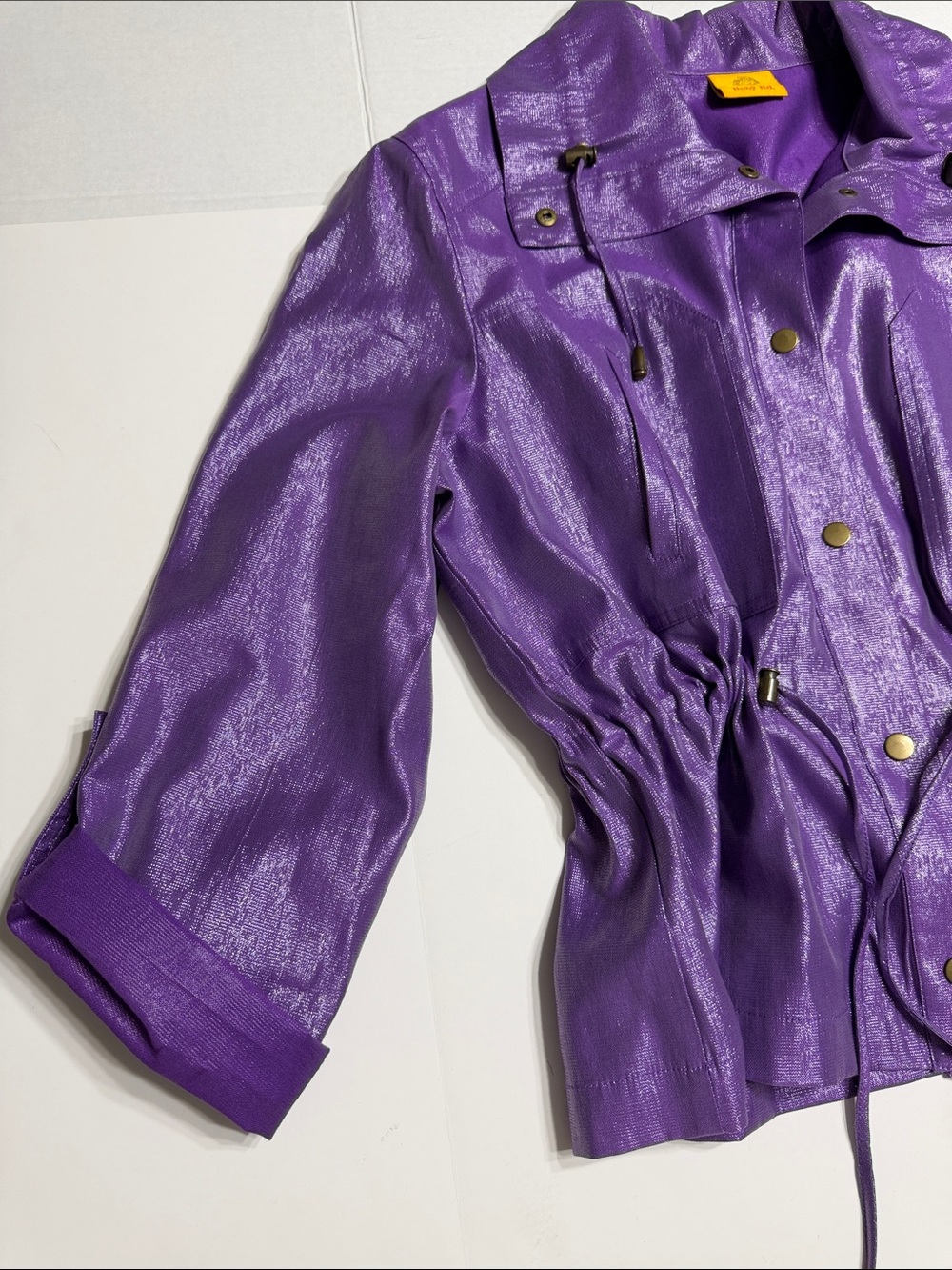 Ruby Rd. Shimmery iridescent Purple Drawstring Utility Jacket - Picture 4 of 14
